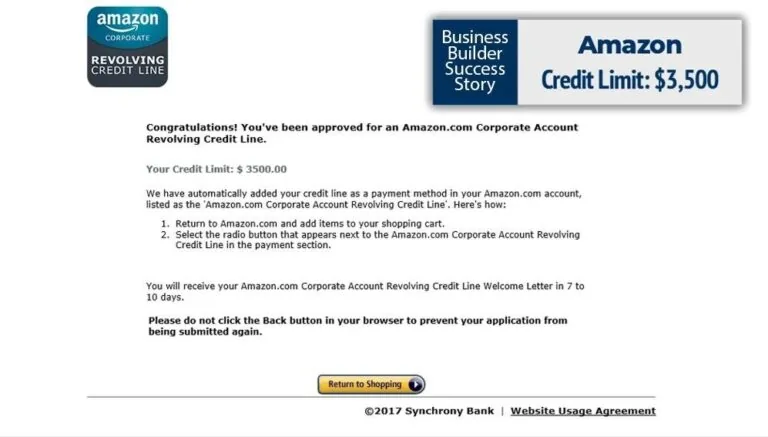 Amazon business credit approval example