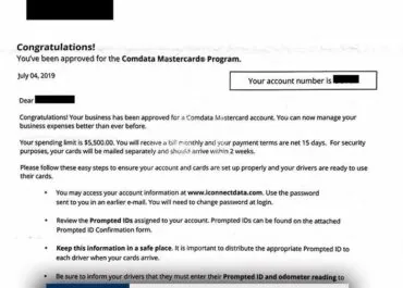 Comdata business credit approval example
