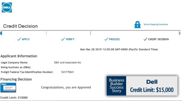 Dell business credit approval example