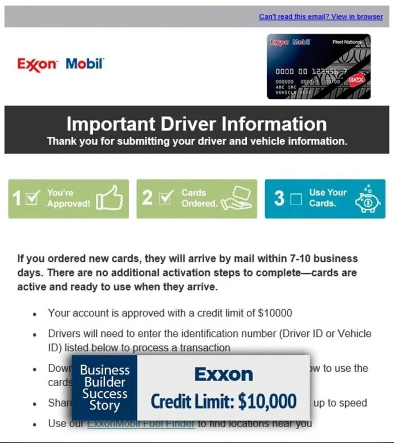 Exxon business credit approval example