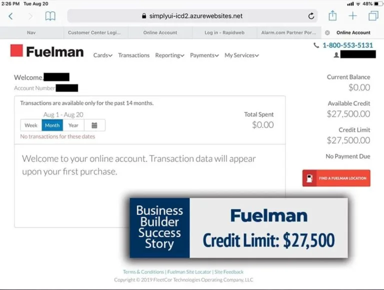 Fuelman business credit approval example